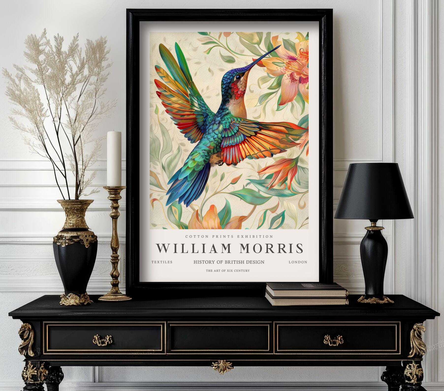 William Morris Hummingbird Print, William Morris Exhibition Print