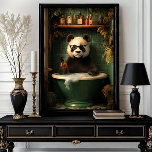 Funny animals Print, Funny Panda, Bear Bathroom Wall Art Decor, Toilet Humor, Bathroom animals Wall Art, Toilet Poster (56)