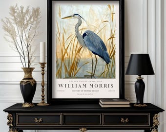 William Morris Heron Print, William Morris Exhibition Print, High quality poster, William Morris Poster, Morris Wall Art (M3_414)