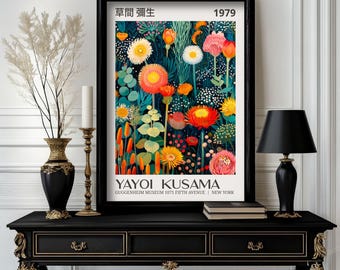 Yayoi Kusama Print Flowers, Yayoi Kusama Exhibition Print, High