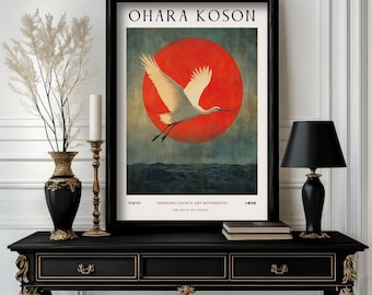 Ohara Koson Poster Crane Birds, Ohara Koson Print, Ohara Koson Exhibition Print, Ohara Koson Poster art ,  Ohara Koson Vintage (O2_009)