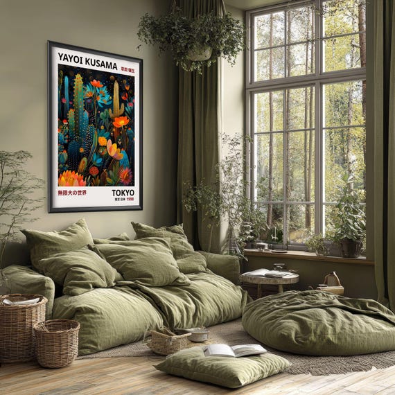 Yayoi Kusama Print Flowers, Yayoi Kusama Exhibition Print, High