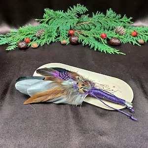 Boho Feather Smudge Fan, Handcrafted Tribal • Wild-Gathered UK Feathers • Shamanic Ritual Décor • Natural Clearing Tool (rz_15)