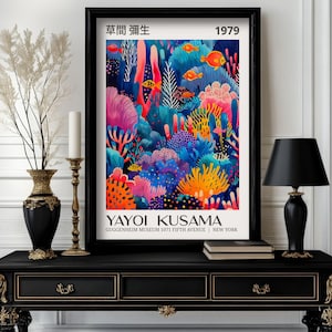 Yayoi Kusama Print, Yayoi Kusama Ausstellungsdruck, hochwertiges Poster, Yayoi Kusama Poster, Vintage Kusama Wandkunst (k1_41)