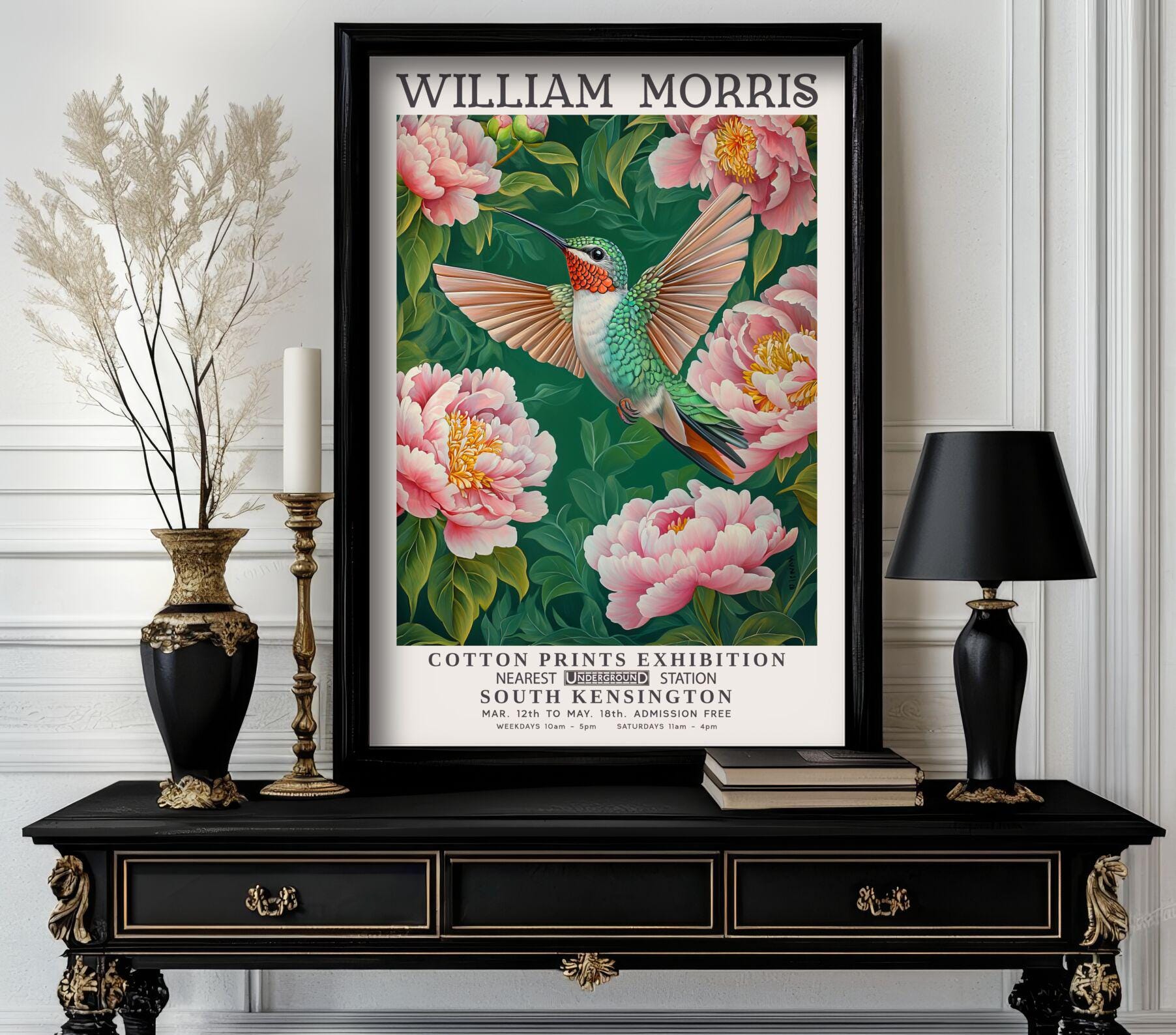 William Morris Hummingbird Print, William Morris Exhibition Print