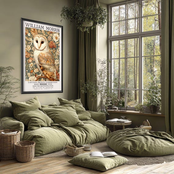 William Morris OWL Print, William Morris Exhibition Print, High