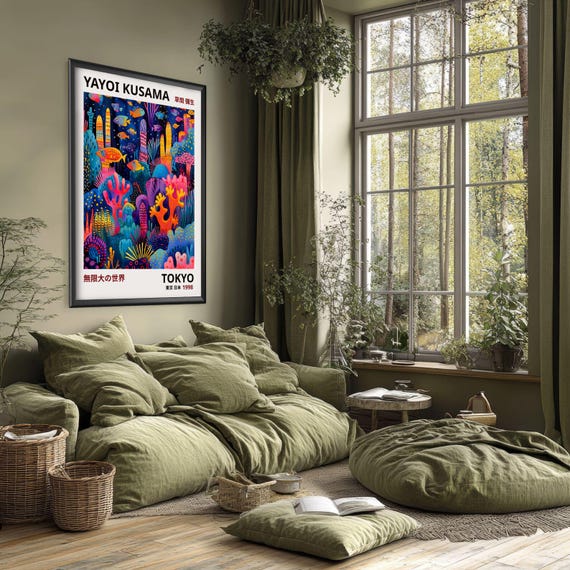 Yayoi Kusama Print Flowers, Yayoi Kusama Exhibition Print, High