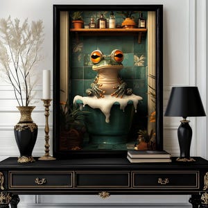 Funny animals Print, Funny Frog Bathroom Wall Art Decor, Toilet Humor, Bathroom animals Wall Art, Toilet Poster (36)