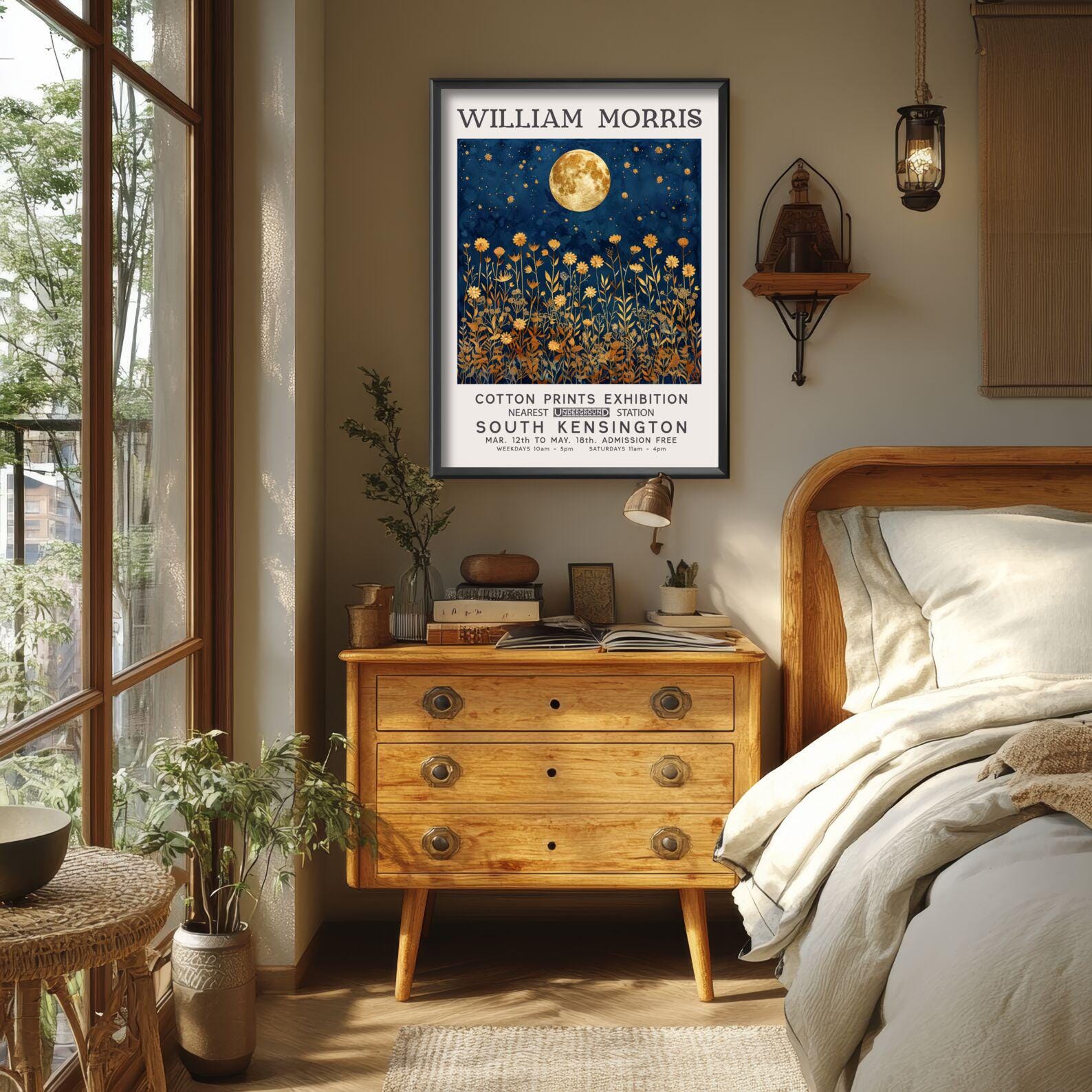 William Morris Moon Print, William Morris Exhibition Print, High ...