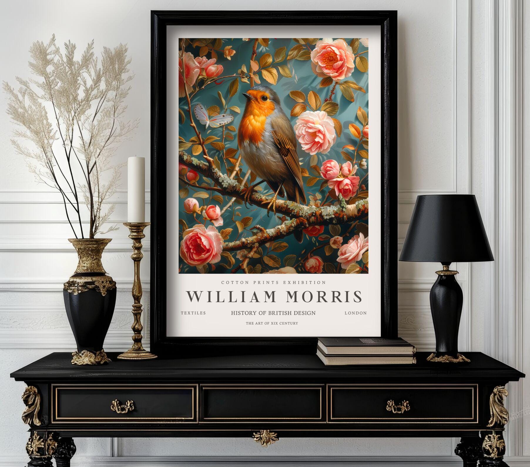 William Morris Robin Bird Print, William Morris Exhibition Print, High quality poster, William Morris Poster, Vintage Morris Art (M3_316)