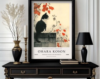 Ohara Koson Poster Cat, Ohara Koson Print, Ohara Koson Exhibition Print, Ohara Koson Poster art , Ohara Koson Vintage(O1_005)