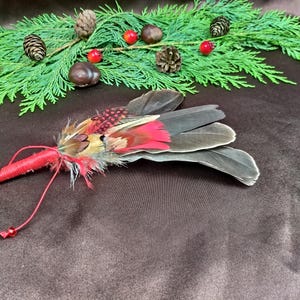 Boho Feather Smudge Fan, Handcrafted Tribal • Wild-Gathered UK Feathers • Shamanic Ritual Décor • Natural Clearing Tool (rz_24)