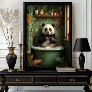 Funny animals Print, Funny Panda, Bear Bathroom Wall Art Decor, Toilet Humor, Bathroom animals Wall Art, Toilet Poster (55)