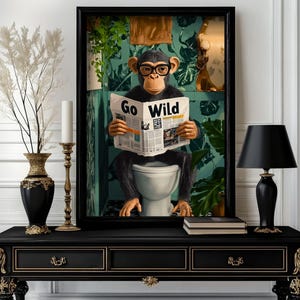 Funny animals Print, Funny Monkey Bathroom Wall Art Decor, Toilet Humor, Bathroom animals Wall Art, Toilet Poster (16)