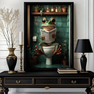 Funny animals Print, Funny Frog Bathroom Wall Art Decor, Toilet Humor, Bathroom animals Wall Art, Toilet Poster (74)
