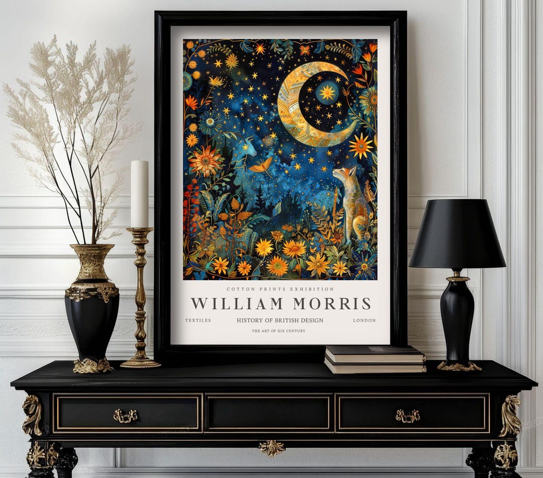 William Morris Moon Print, William Morris Exhibition Print, High ...