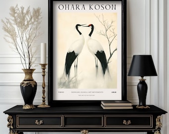 Ohara Koson Poster Crane Birds, Ohara Koson Print, Ohara Koson Exhibition Print, Ohara Koson Poster art , Ohara Koson Vintage (O2_010)