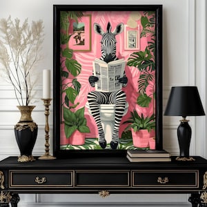 Funny animals Print, Funny Zebra Bathroom Wall Art Decor, Toilet Humor, Bathroom animals Wall Art, Toilet Poster (4)