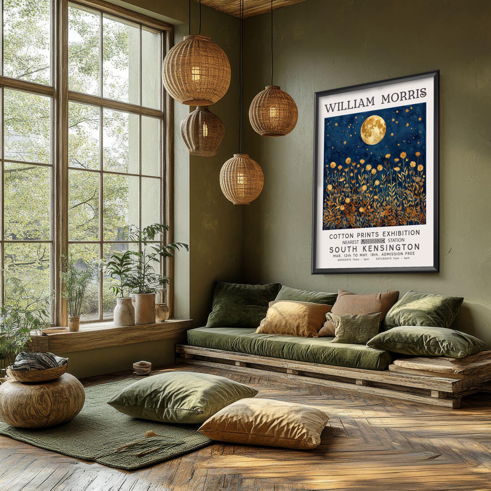 William Morris Moon Print, William Morris Exhibition Print, High ...