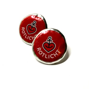Earrings - Studs - Recycled - Upcycled - German Beer Astra Bottlecap