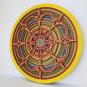 Round MANDALA WOOD WALL Decor, Sacred Geometry Art, Living Room Handmade Wood Wall Art, Handcrafted Rustic Boho Home Accent, 3D Wall Art
