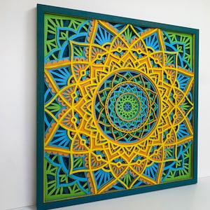 MANDALA WOOD Wall Decor, Sacred Geometry Art, Handcrafted Rustic Boho Home Accent, Mandala Laser Cut Arts, 3D Wood Wall Art, Wall Hanging