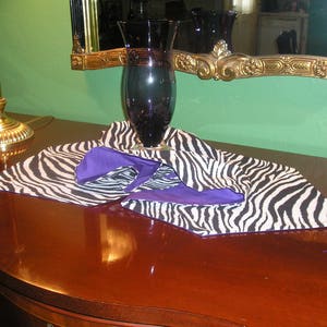 Black and White Zebra Animal Print Wildlife Cotton Table Runner Backed ...