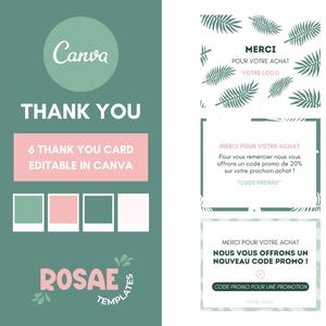 6 Cartes “Thank You” Canva, Design Tropical & Moderne pour Petits Business, également pour Community Manager