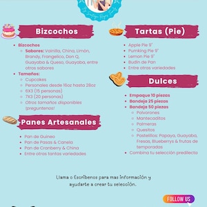 Menú de Pastelería y Panadería Don Lolo