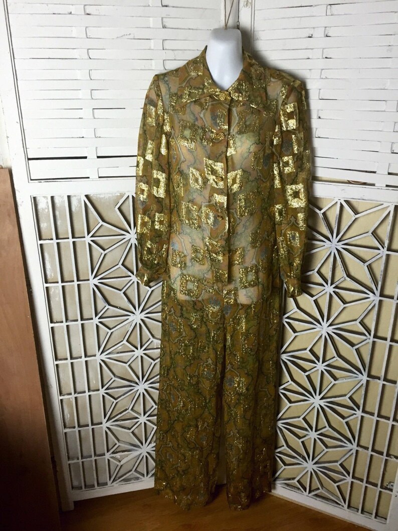 gold lame jumpsuit 70s