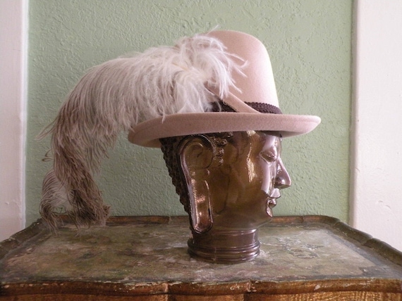 1970's Plumed Wool Fedora - vintage - fine milline