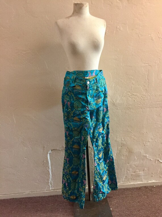 Silk Bell Bottom Pants - 1970's bell bottoms - vin