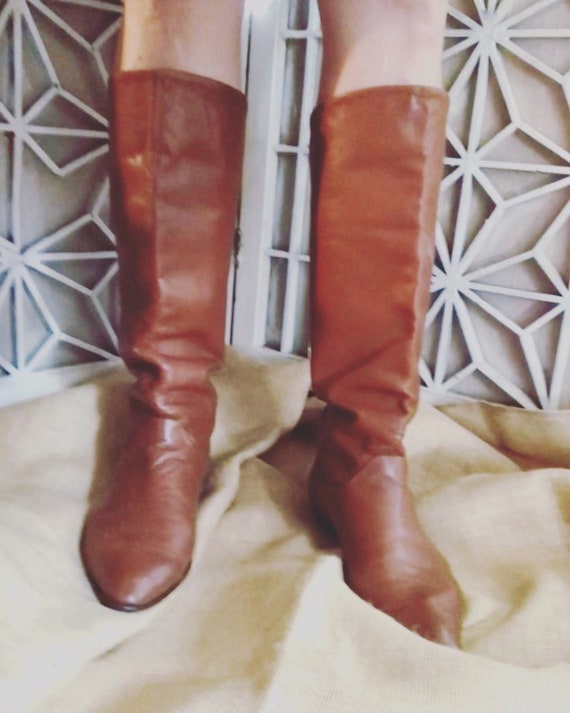 1980's Bandolino Boots - carmel colored boots - It