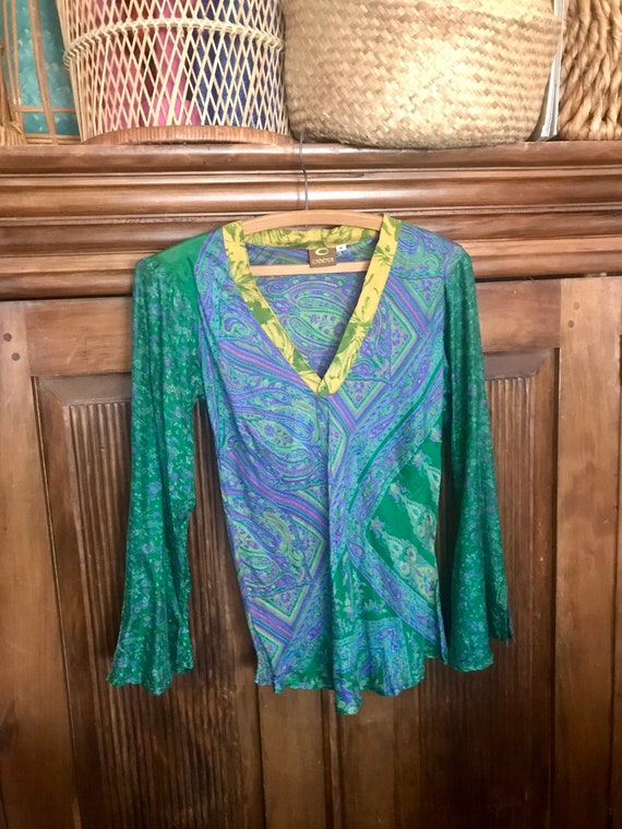 Paisley Silk Boho Tunic - 1990’s vintage floral si