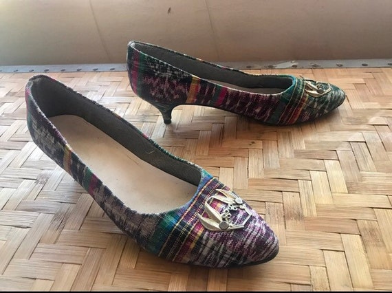 1960s Tartan Pumps Vintage Kitten Heels 