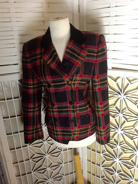 1980's Tartan Blazer - vintage plaid blazer - chec