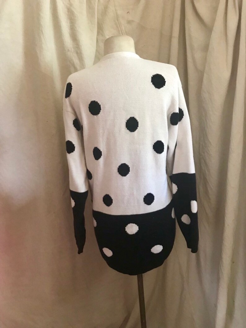 size small Nordstrom Polkadot Cardigan cotton sweater troppobella 1980s vintage long cardigan on trebd