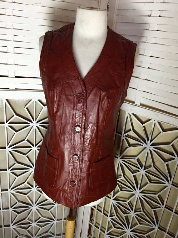 Leather Biker Vest - 1980’s Leather Bug vest size