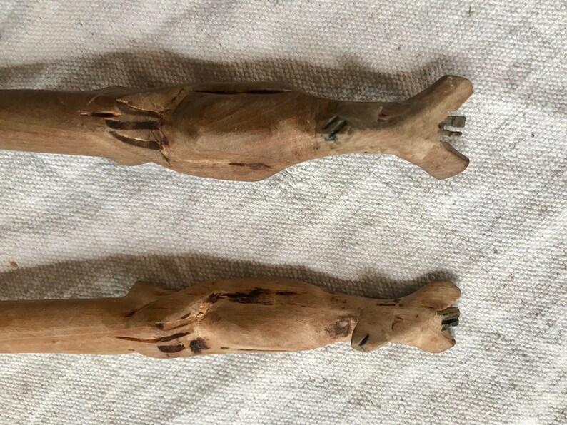 carved wood troppo bella Rare Kangaroo Salad Servers 1970/'s vintage Australia boho home land down under rustic farmhouse