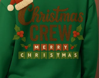 Christmas Crew Knitted PNG | Cozy Embroidery Style Christmas Clipart | 300 DPI Sublimation Printable Design