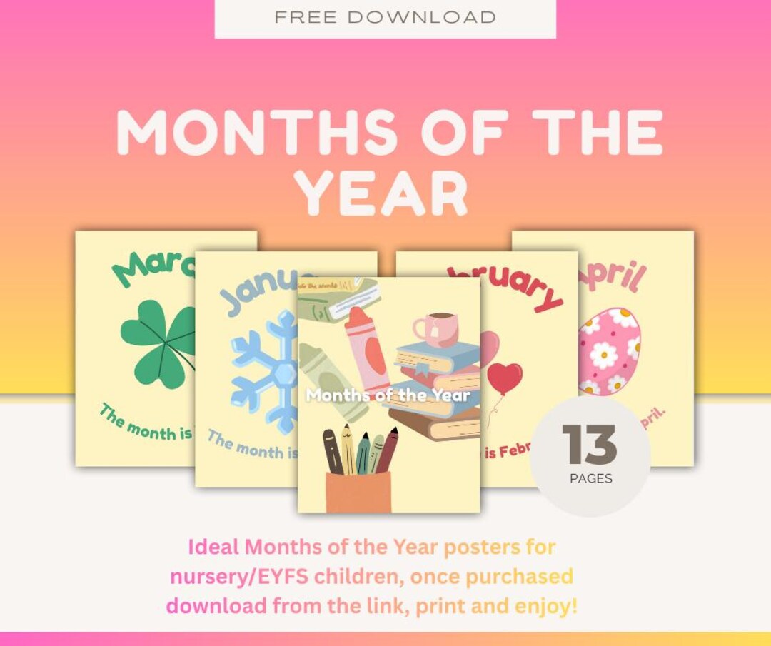Buy Months of the Year Printable PDF Posters | EYFS Classroom Decor ...