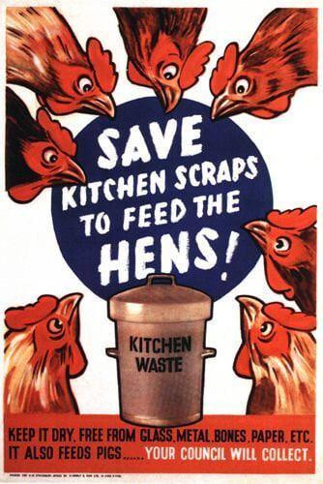 World War Two Feed Chickens Kitchen Scraps Poster A3/a2 Print - Etsy