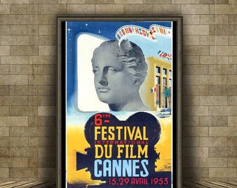 Vintage 1953 Cannes Film Festival Tourism Poster Print A3/a4 - Etsy