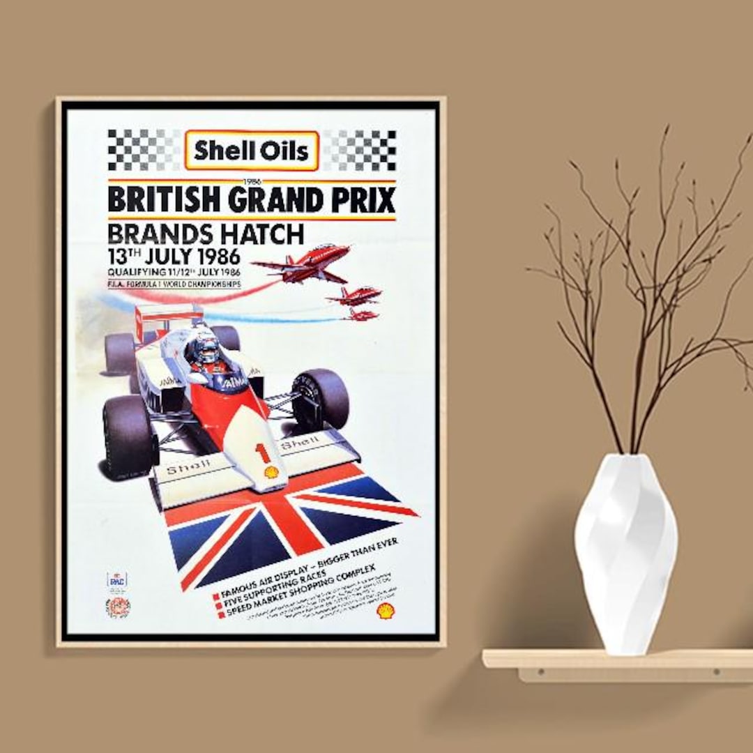 Vintage 1986 British Grand Prix Motor Racing Poster Print A3/a4 - Etsy