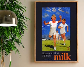 Vintage 1920's british milk advertisement poster print a3/a4