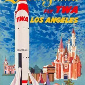 Vintage twa Disneyland Los angeles Fluglinienplakat a3 / a4 Druck