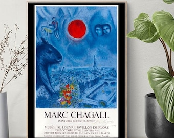 Vintage chagall 1977 louvre art exhibition poster a3/a4 print