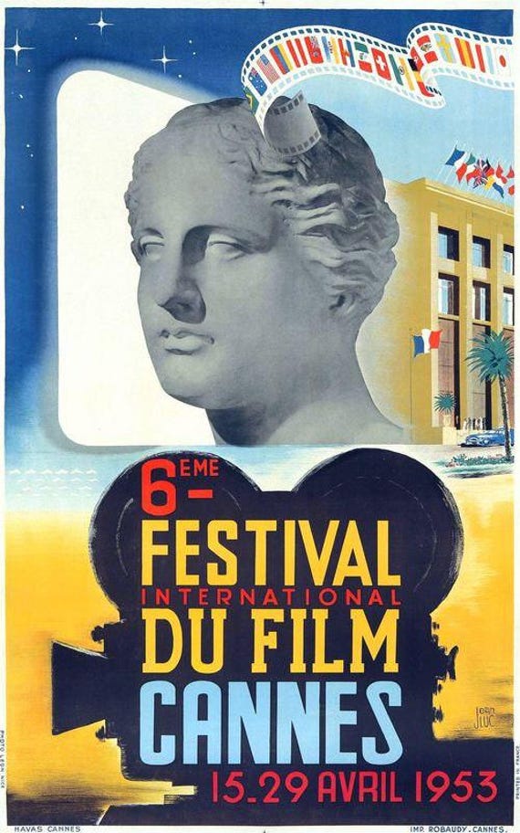 Vintage 1953 Cannes Film Festival Tourism Poster Print A3/a4 - Etsy
