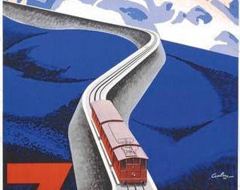 Vintage Zermatt Zug Schweiz Plakat A3/A4