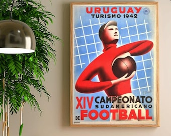 1942 south america football tournament uruguay poster a3/a4 print